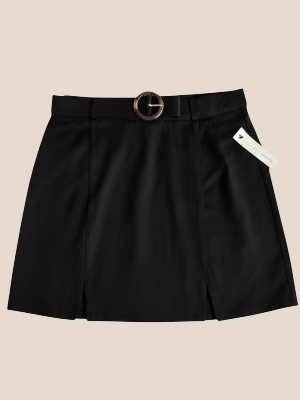 Lani The Label Black Belted Mini Skirt with Front Slits Size L NWT - Picture 2 of 6